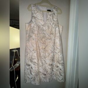 Connected Apparel Beige Floral Midi Dress